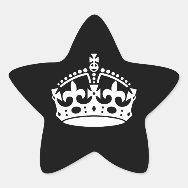Iconic Keep Calm Crown on Black Star Sticker (Front)