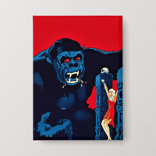 Iconic King Kong Giant Ape Monster Movie Print Button