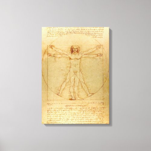 Iconic Leonardo da Vinci Vetruvian Man Canvas Print