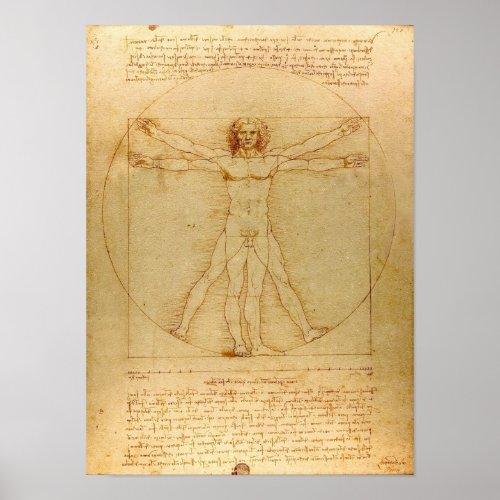 Iconic Leonardo da Vinci Vetruvian Man Poster