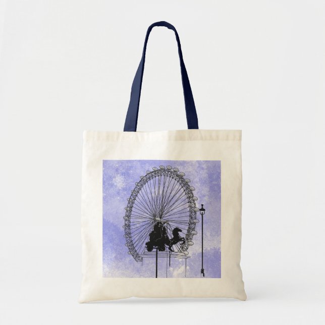 Iconic London Attraction Pen and Ink  Blue Violet  Tote Bag (Front)
