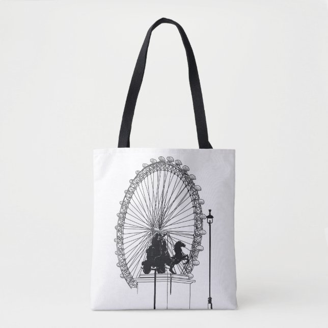 Iconic London Attraction Pen and Ink Sketch Tote Bag (Front)