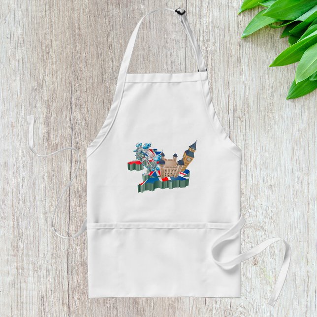 Iconic London Landmarks UK Map British Travel Adult Apron (Creator Uploaded)