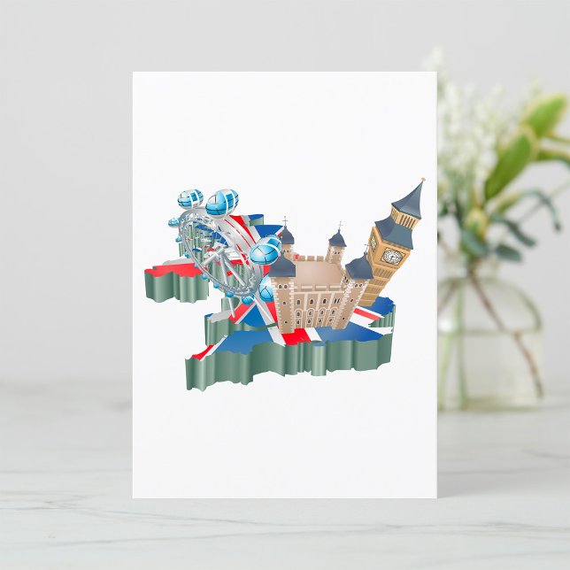Iconic London Landmarks UK Map British Travel Invitation (Creator Uploaded)