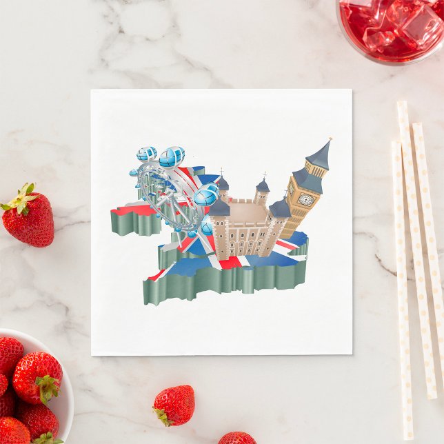 Iconic London Landmarks UK Map British Travel Napkins (Creator Uploaded)