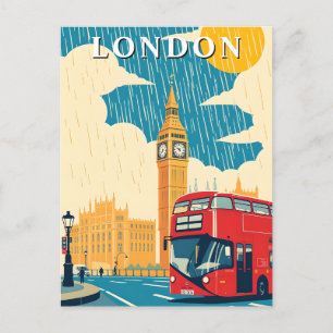 Iconic London UK Travel Vintage Travel  Art Postcard