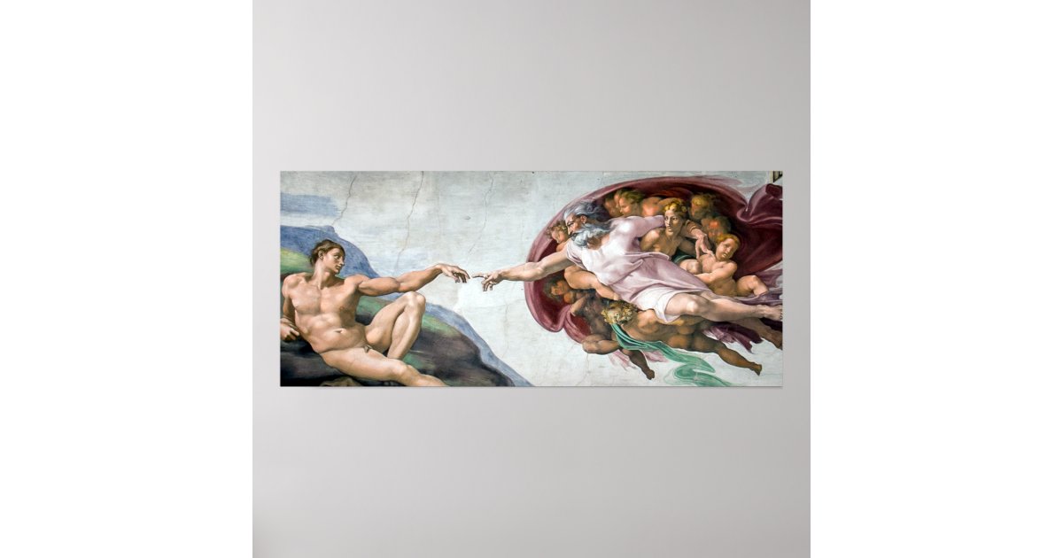 Iconic Michelangelo Creation of Adam Poster | Zazzle