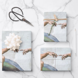 Iconic Michelangelo Creation of Adam Poster Wrapping Paper Sheets