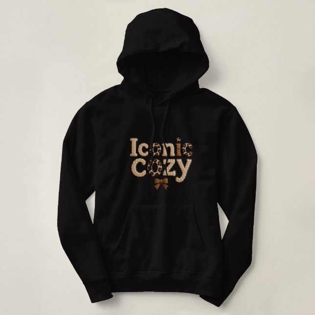 Iconic Mom Faux Yarn Style Hoodie – Cozy Women’s P (Design Front)
