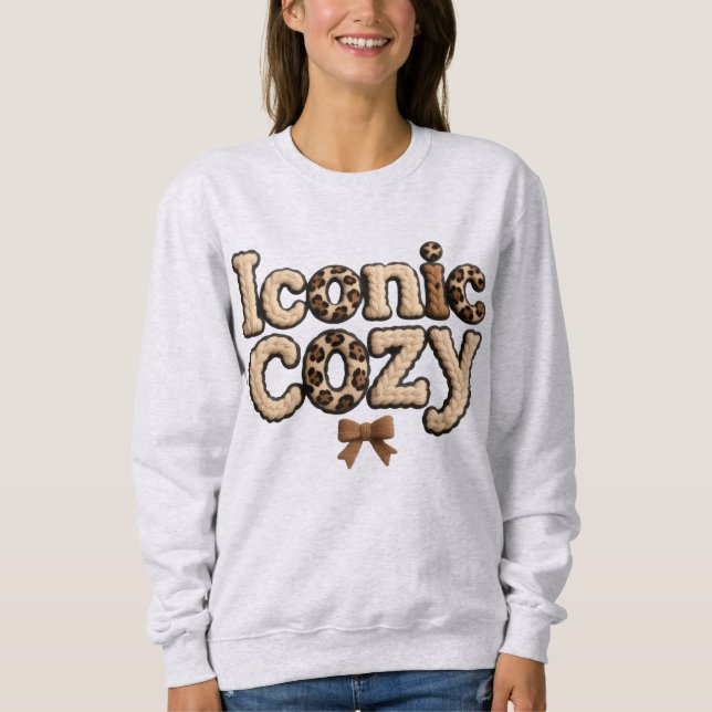 Iconic Mom Faux Yarn Style Hoodie – Cozy Women’s P (Front)