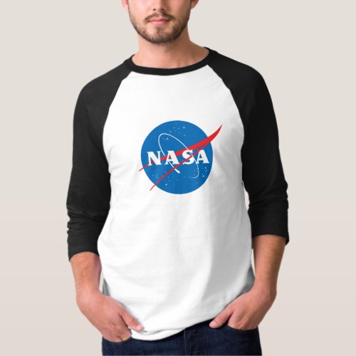 Iconic NASA Baseball Style T_Shirt Black Sleeves