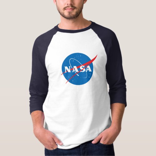 Iconic NASA Baseball Style T_Shirt Navy Sleeves
