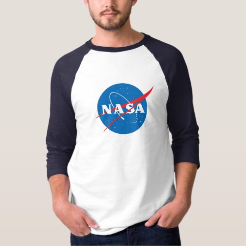 Iconic NASA Baseball T_Shirt Night Sky Blue Trim