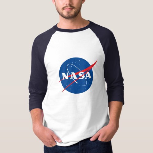 Iconic NASA Baseball T_Shirt Night Sky Blue Trim