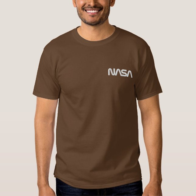 Iconic NASA Circa Earth Brown Embroidered T-Shirt (Front)