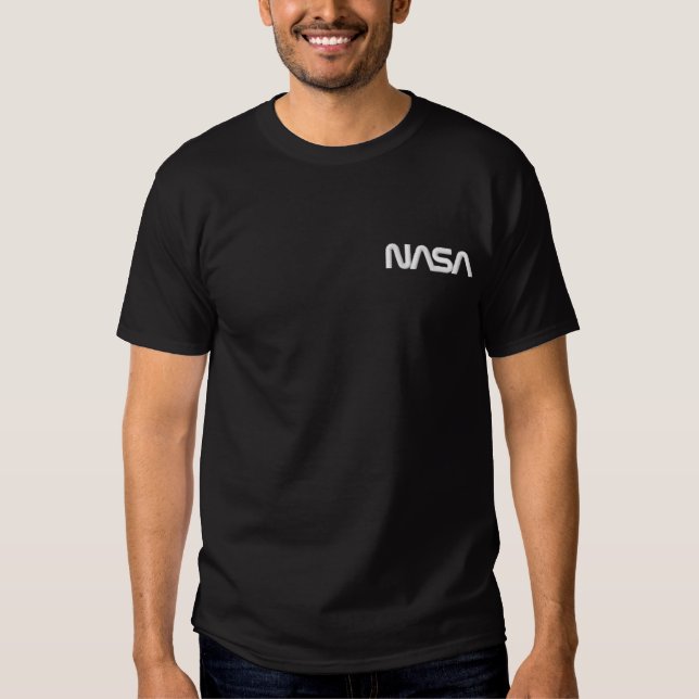 Iconic NASA Circa Eclipse Black Embroidered T-Shirt (Front)