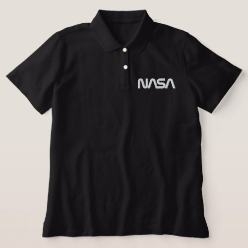 Iconic NASA Circa Eclipse Black Womens Embroidered Polo Shirt