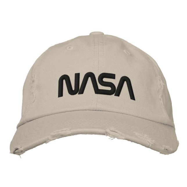 Iconic NASA Circa Jupiter Beige Distressed Embroidered Baseball Cap (Front)