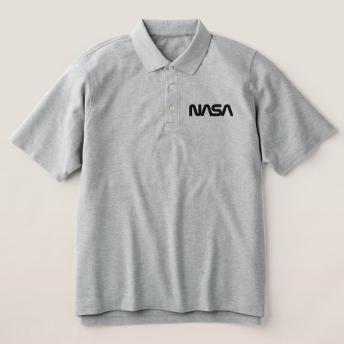 Iconic NASA Circa Moon Gray  Embroidered Polo Shirt