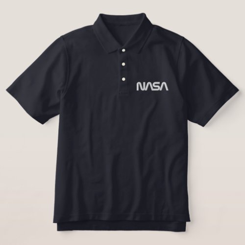 Iconic NASA Circa Night Sky Blue Embroidered Polo Shirt