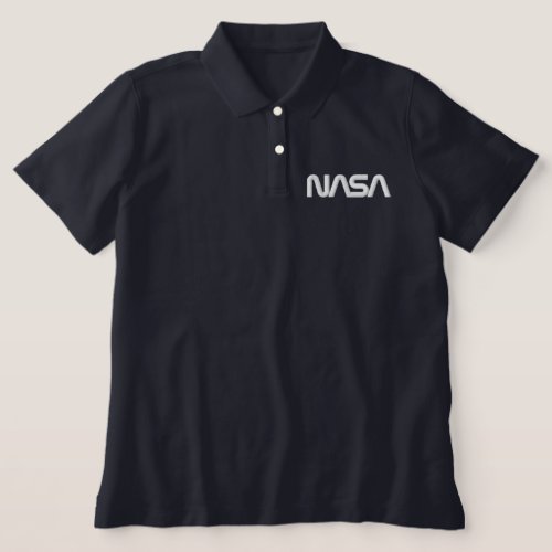 Iconic NASA Circa Night Sky Blue Womens Embroidered Polo Shirt