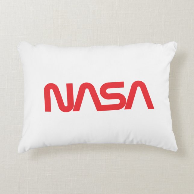 Iconic NASA Circa Rocket White Grade A Cotton Accent Pillow (Front)