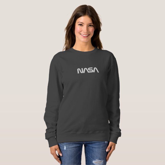 Iconic NASA Circa Women’s Dark Side Gray Embroidered Sweatshirt (Front Full)