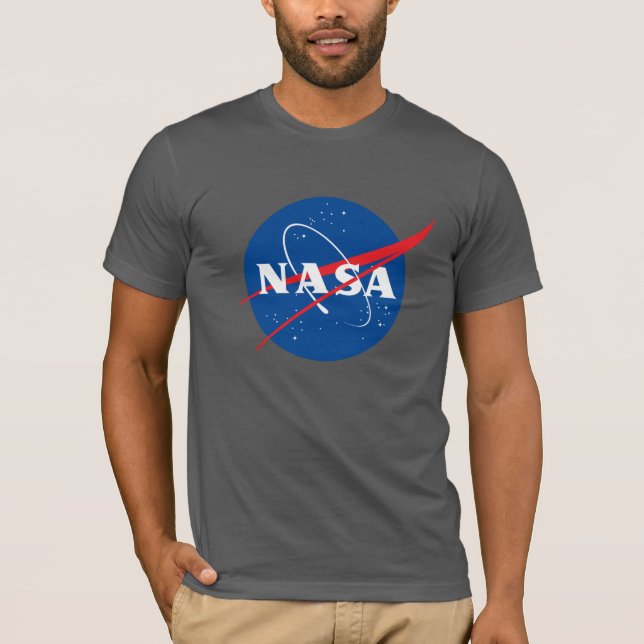 Iconic NASA Fitted Cotton T-Shirt (Dark Side Gray) (Front)