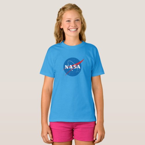 Iconic NASA Girls 100 Cotton T_Shirt Blue