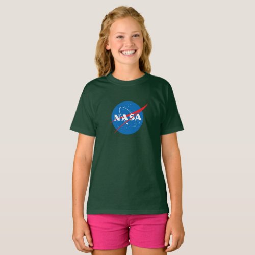 Iconic NASA Girls 100 Cotton T_Shirt Green