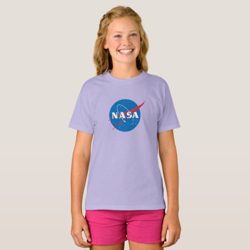 Iconic NASA Girls 100 Cotton T_Shirt Lavender