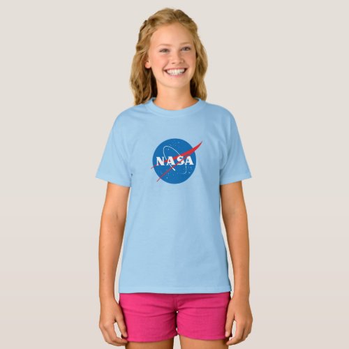 Iconic NASA Girls 100 Cotton T_Shirt Lt Blue