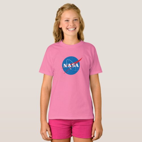Iconic NASA Girls 100 Cotton T_Shirt Pink