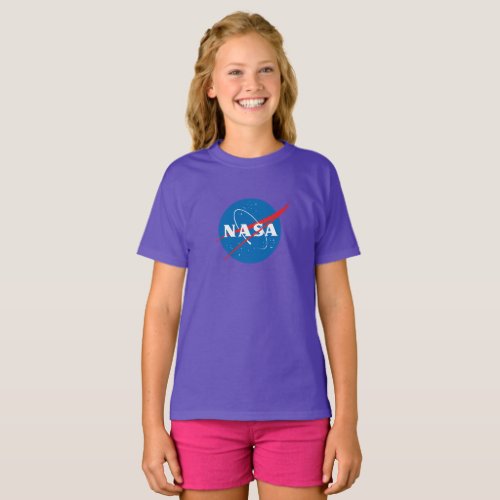 Iconic NASA Girls 100 Cotton T_Shirt Purple