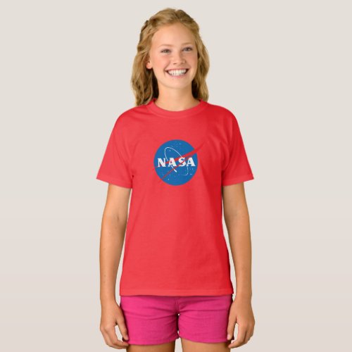 Iconic NASA Girls 100 Cotton T_Shirt Red