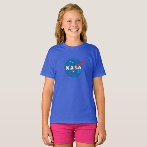 Iconic NASA Girls 100 Cotton T_Shirt Royal