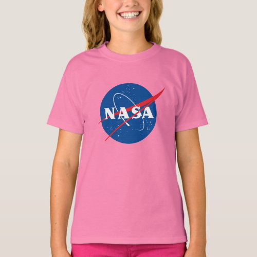 Iconic NASA Girls Cotton T_Shirt Celestial Pink