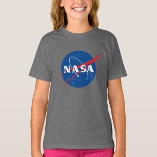 Iconic NASA Girls’ Cotton T-Shirt (Dark Side Gray)