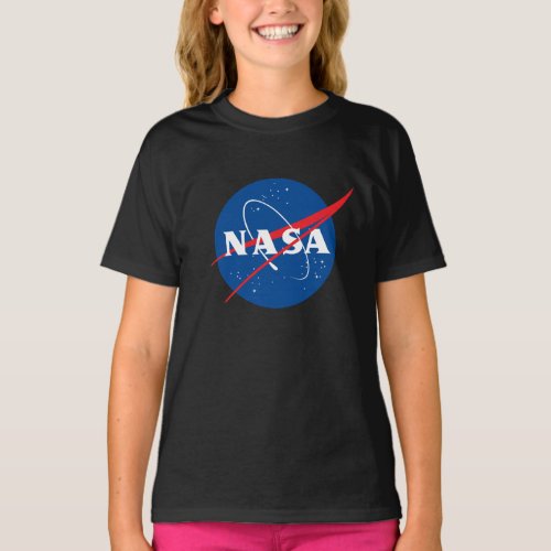 Iconic NASA Girls Cotton T_Shirt Eclipse Black