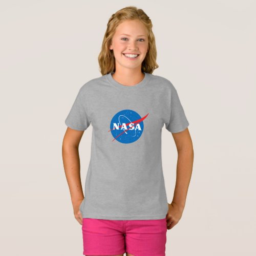 Iconic NASA Girls Cotton T_Shirt Moon Gray