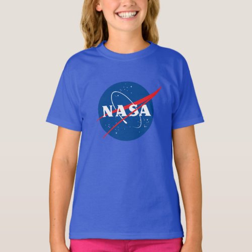 Iconic NASA Girls Cotton T_Shirt Neptune Blue