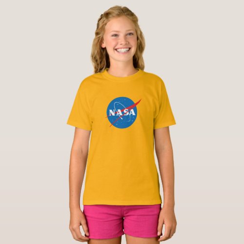 Iconic NASA Girls Cotton T_Shirt Saturn Gold