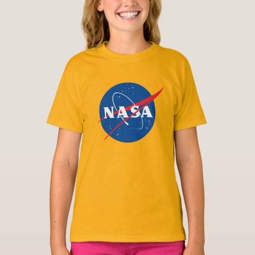 Iconic NASA Girls Cotton T_Shirt Saturn Gold