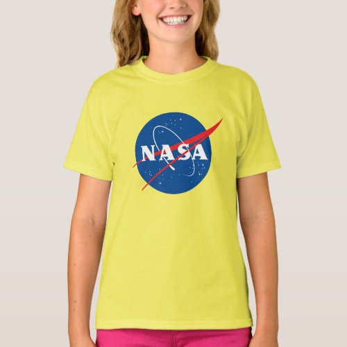 Iconic NASA Girls Cotton T_Shirt Sun Yellow