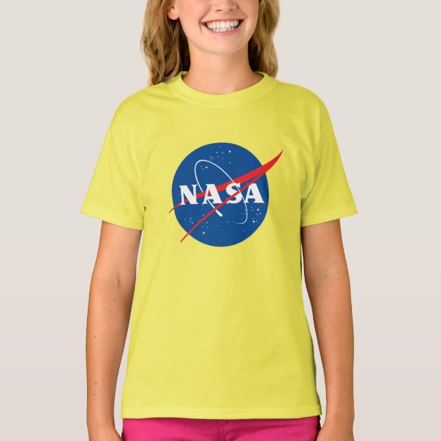 Iconic NASA Girls’ Cotton T-Shirt (Sun Yellow) (Front)
