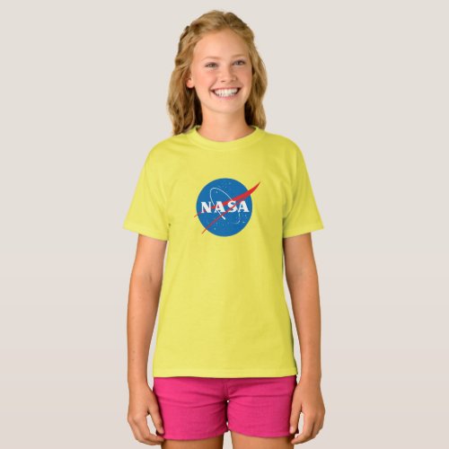 Iconic NASA Girls Cotton T_Shirt Sun Yellow