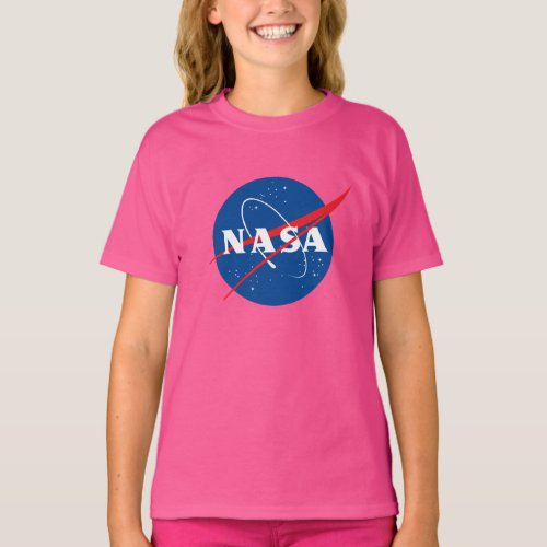 Iconic NASA Girls Cotton T_Shirt Sunset Pink