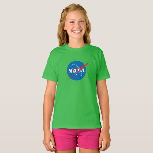 Iconic NASA Girls Cotton T_Shirt Vernal Green