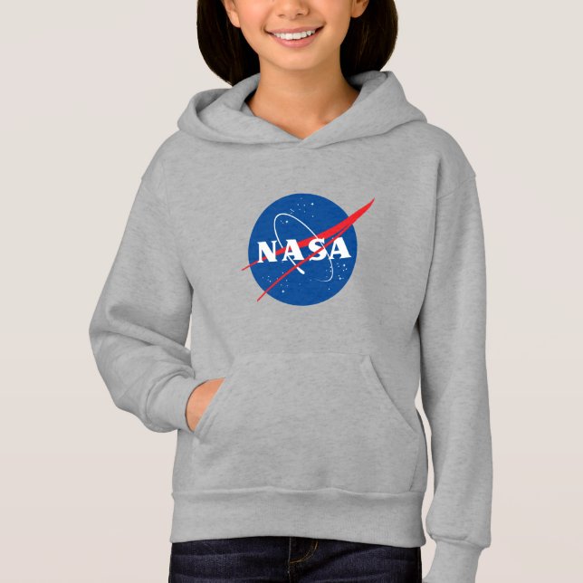 Iconic NASA Girls’ Moon Gray Hoodie (XS–XL) (Front)