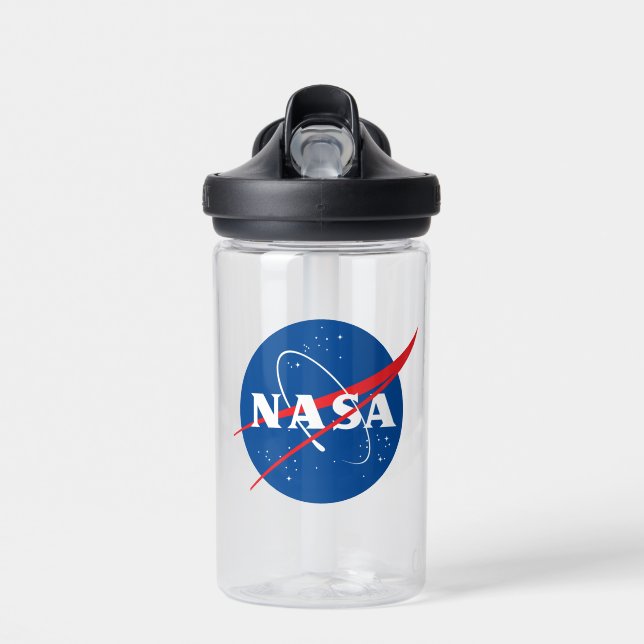 Iconic NASA Kids’ Clear 14 oz Water Bottle (Front)